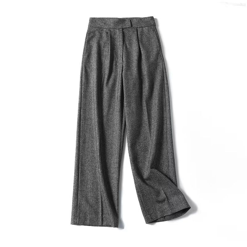 

MD Women s Clothing Old Money Style Workplace Office Lady Style Fancy Wool Casual Suit Pants Female 05094725800 Dark gray S