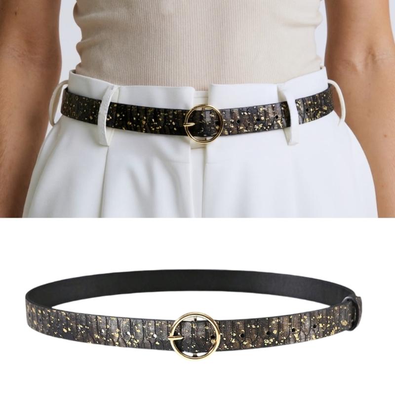 Trendy PU Leather Women Belt with Snakeskin Texture and Splash Color for Dress Pants Casual and Formal Occasion Wear