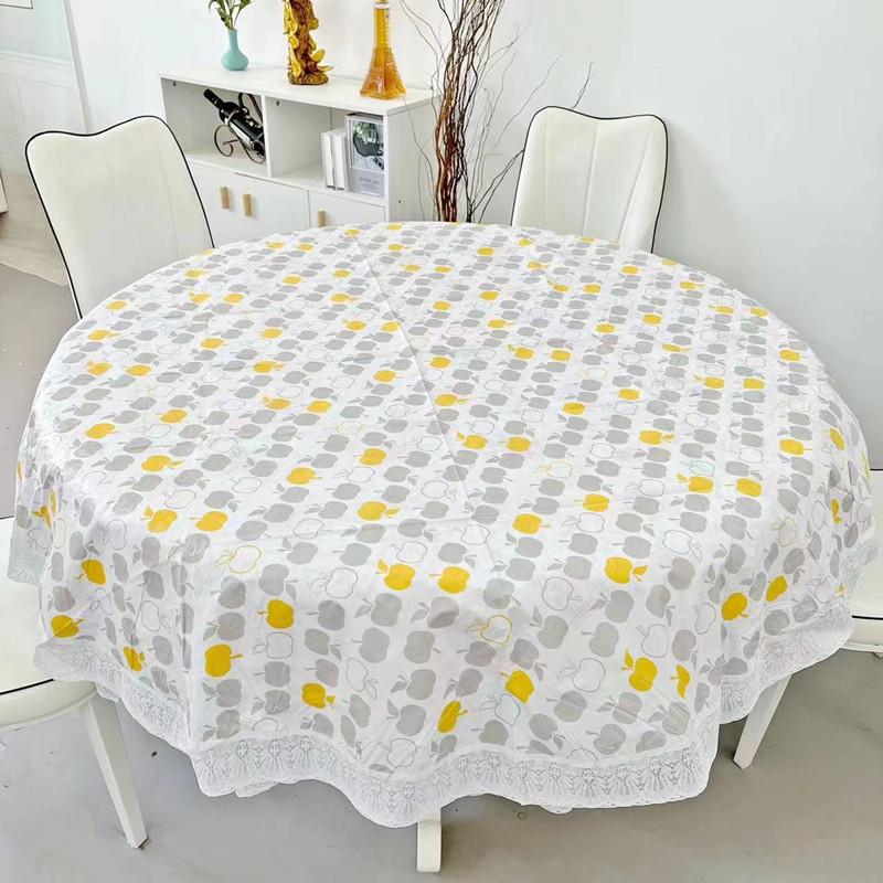Restaurant-Grade Round Plastic Tablecloth - Waterproof & Oil-Proof, Scald-Resistant, Wash-Free, Ideal for Home or Hotel Use