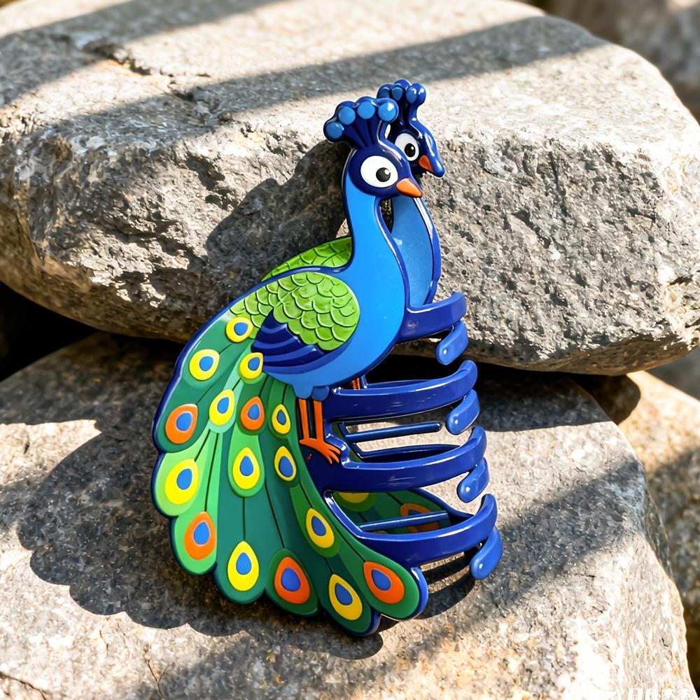 Elegant Peacock Hair Clip, Fashionable And Versatile Back-Of-The-Head Hairpin, Anti-Slip Ponytail Hair Clip павлин голубой