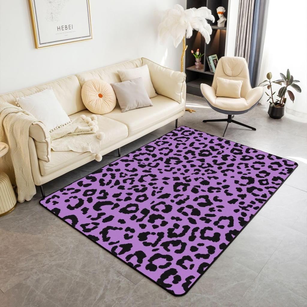 Erosebridal Lucky 8 Ball Area Rugs for Living Room 3x5 Leopard Print Cherry Non Slip Rug Trendy Cheetah Decorative Washable Rug Modern Funky