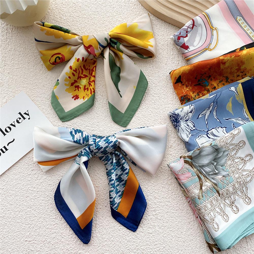 70 Small Square Silk Scarf: Women's Retro Chic Sunscreen Neck, Head, or Wrist Scarf In Korean Style for Autumn and Winter