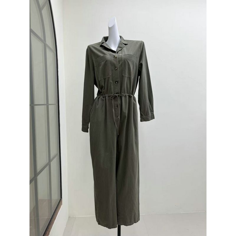 

Fall 2025 Relaxed Lazy Feeling Pure Cotton Comfortable Can Wear French Blogger Feeling Easiest for Match Cargo Overalls Classy Green One size