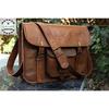 Mens Goat Leather Briefcase Vintage Brown Messenger Bag Shoulder Laptop Satchel
