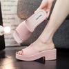 Women's Non-Slip Chunky Heel Slippers – Lightweight, Thick Sole, One-Strap Summer High Heels for Height Increase