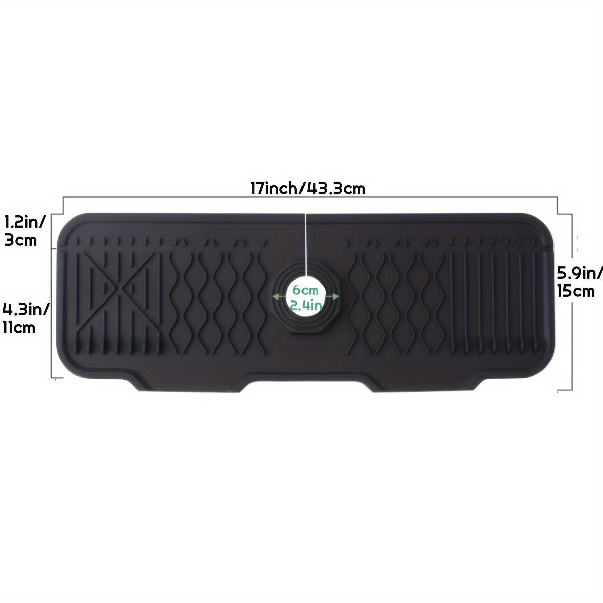 

1 шт. Черный силиконовый брызгозащитный коврик для раковины и смесителя со встроенным дозатором мыла и держателем для губки - экономит место, текстурированная поверхность 43 cm/17 inches чёрный