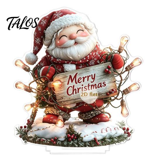 Winter Wonderland Table Decor Christmas Ornaments, Double-sided Acrylic Snowman/Santa Claus/Reindeer/Cottage Party Centerpieces Decorations