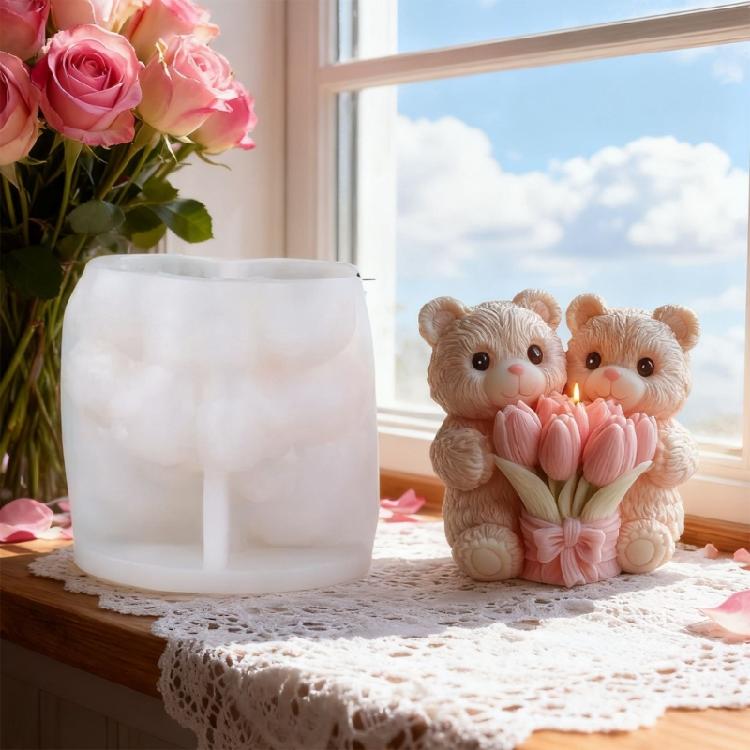 Bear Candle Mold for Candle Making,Silicone Candle Mold Bear Epoxy Resin Casting Molds for Diys Crafts,Candle,Soap