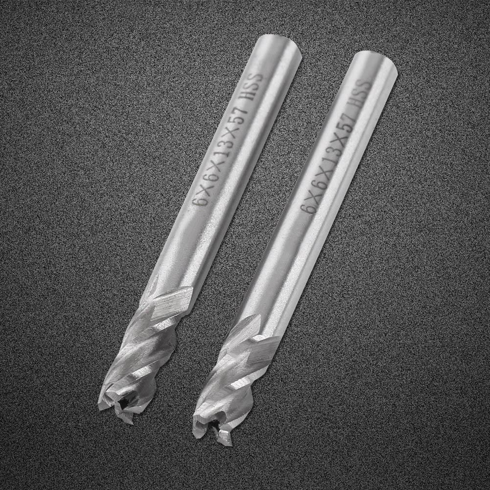 2pcs HSS 6mm 4 Flutes End Mill Metal Cuttting Engraving Milling Machine Bit CNC Tool