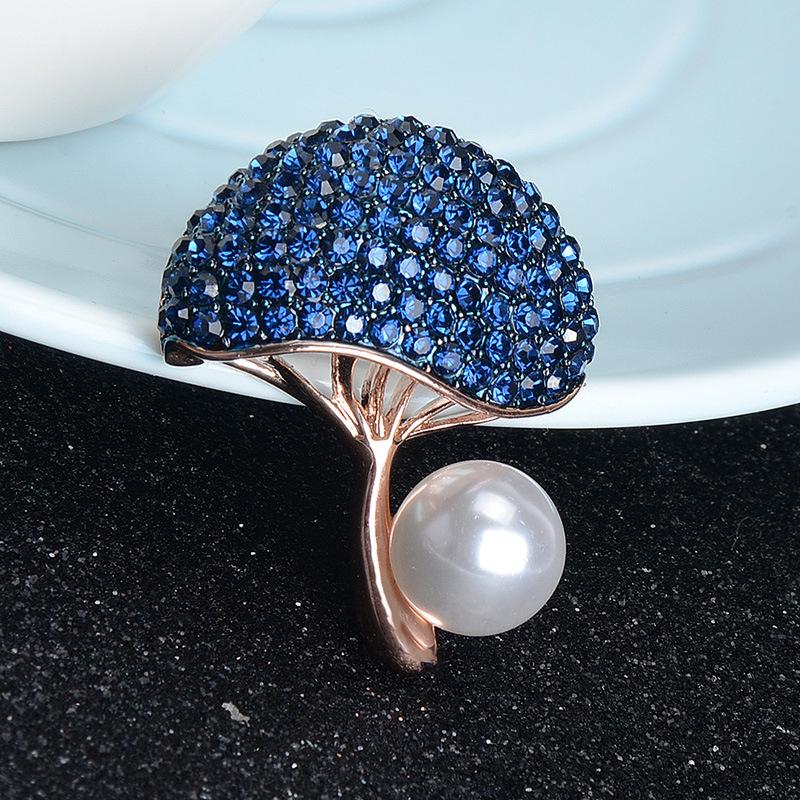 

Креативная универсальная симпатичная брошь-гриб из сплава, инкрустированная бриллиантами, женская, звезда с жемчужными булавоками, аксессуары для корсажа синий