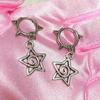 Punk Sliver Color Stainless Steel Hollowed-out Five-pointed Star Rivets Spike Ball Pendant Hoop Earrings for Women Men Jewelry