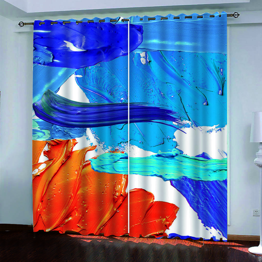HUANZHUANG Curtain for Kids Room Multicoloured and Gorgeous Print Bedroom Set, Curtains for Living Room Window Treatment Drapes