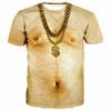 Men Funny Chest Hair Muscle 3D Print T-shirt Summer Short Sleeve Casual Harajuku Streetwear Tee