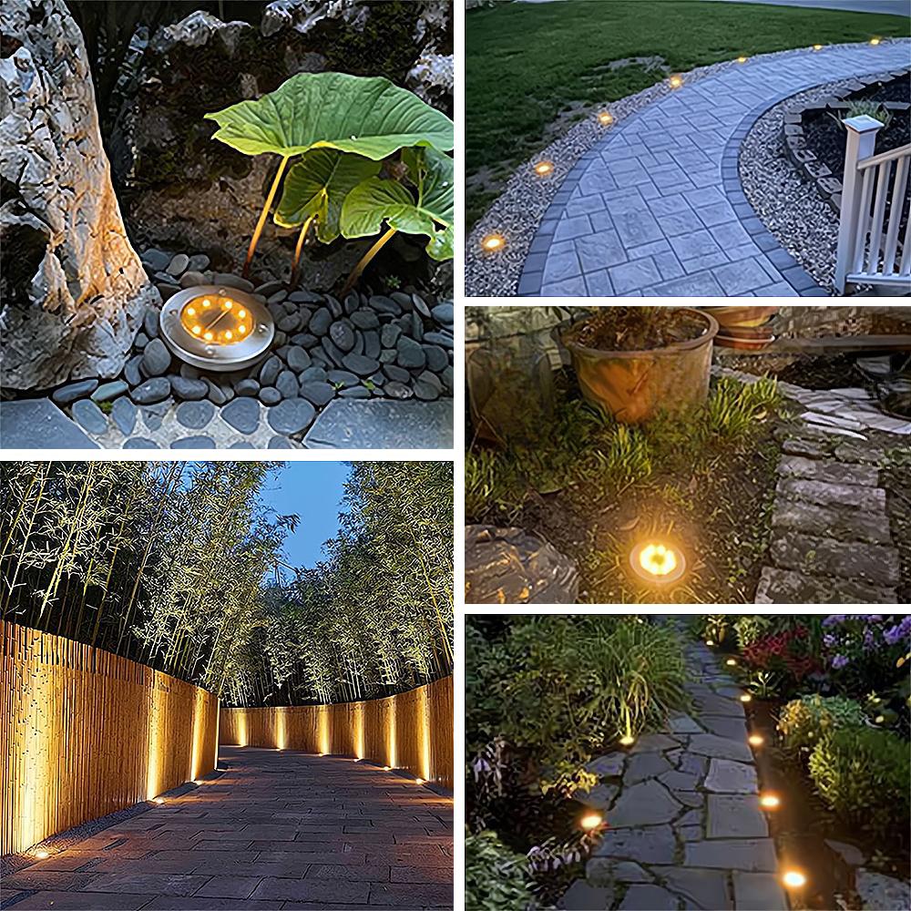 4PCS 8LED Solar Lawn Yard Led Solar Lights Buried Garden Light Waterproof Outdoor PathWay Floor Under Ground Spot Lamp