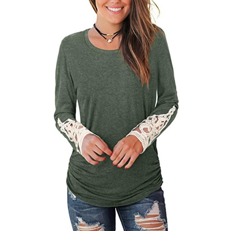 Long Sleeve T-shirt Lace Blouse Tops 