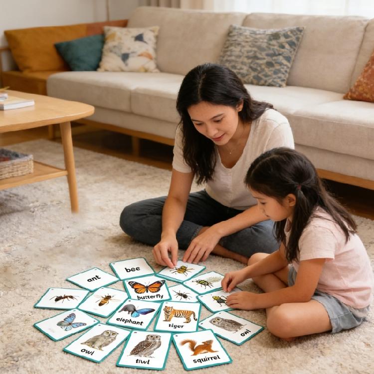 Friendly Animal Insect Cards Vocabulary Flashcards For Toddlers To Develop Language Skills Through Visual Stimulation