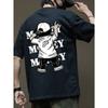 Summer Men's Fashionable Cartoon Letter Printed Breathable Round Neck T-shirt Outdoor Urban High Street Casual Top