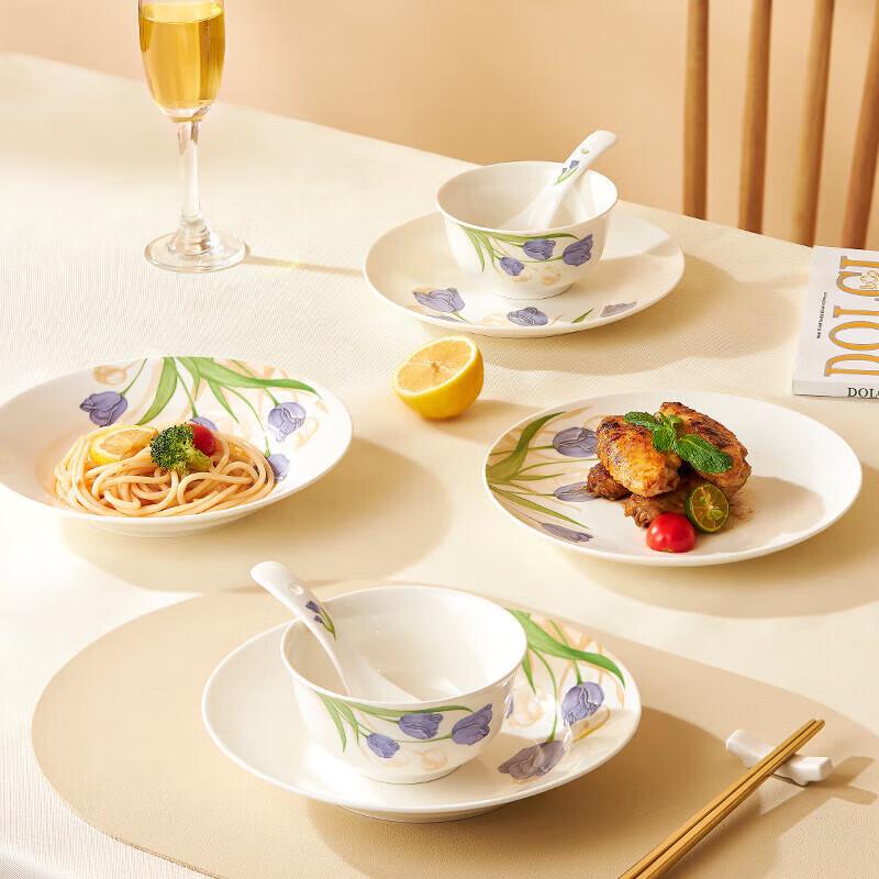 Corning VISIONS Purple Tulip Ceramic Dinnerware Set