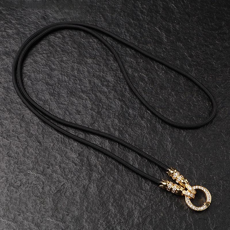 Chaîne de Pendentif Bouddhiste Thaïlandais Réglable Corde de Collier Simple Avec Boucle Cercle de Lotus en Zirconium Micro-Diamant