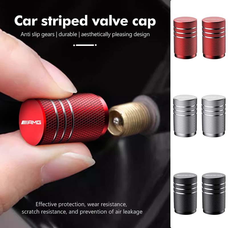 BTY4 4pcs Car Tire Valve Stem Cover Aluminum Wheel Air Valve Cap For Mercedes Benz AMG A B C E S G Class A180 CLK CLA GLE GLC W212
