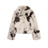 Faux Fur Animal Print Jacket Short Coat Womens Korean Style Casual Outerwear