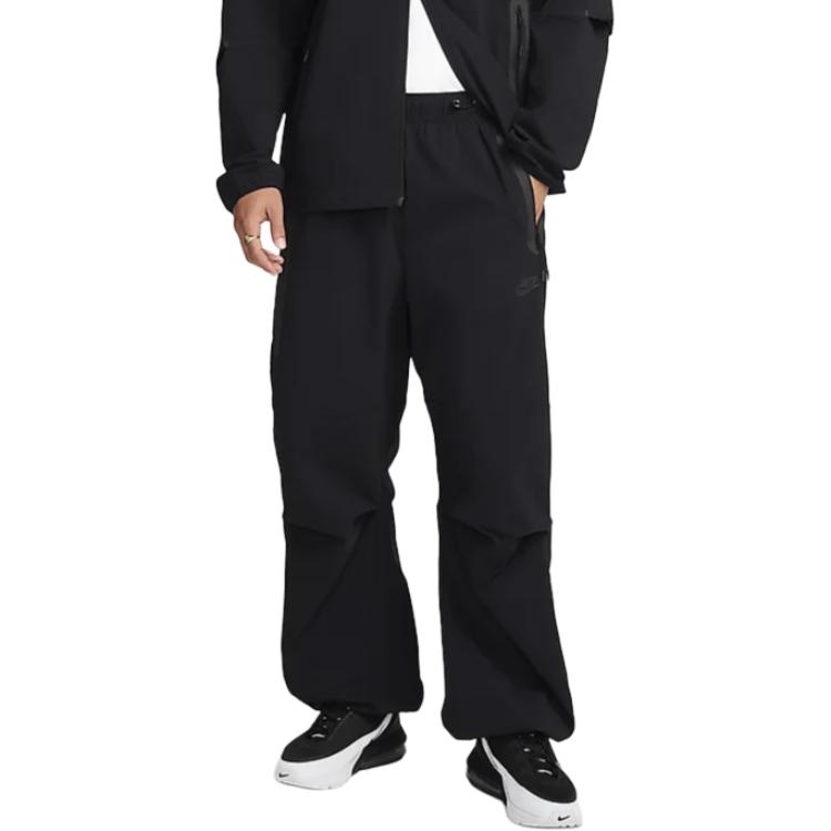Nike Technické tkané kalhoty s rovnými nohavicemi, jednoduché jednobarevné, ležérní pánské spodky, černé HM7159010
