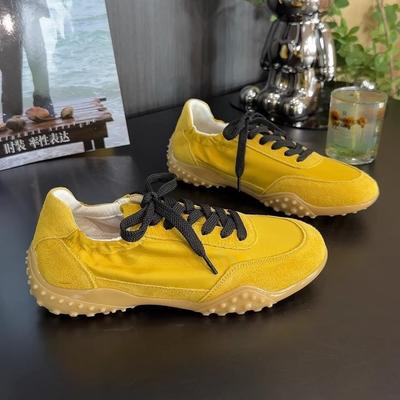 Cowhide Version~ Retro Round Head Lace-up Thick-soled German Training Shoes, Sports Style, Casual Versatile and Comfortable Board Shoes, Little