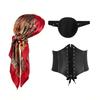 Halloween Cosplay Pirate Accessory Set: Headscarf, Belt, Necklace, Bracelet