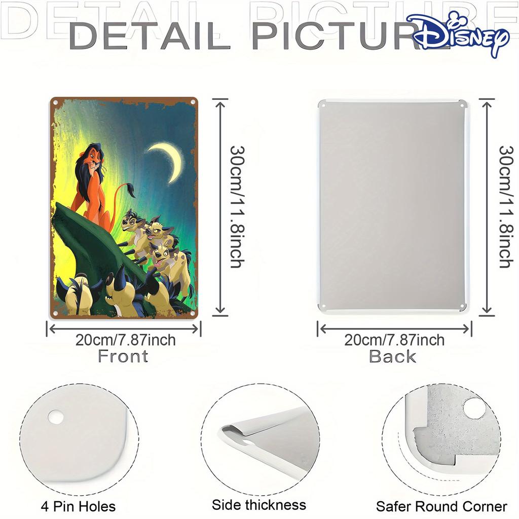 Disney 1pc Metal Tin Sign Majestic Lion King with Hyenas in Colorful Jungle Art20.32 x 30.48 cm Perfect for Home Decor and Holid