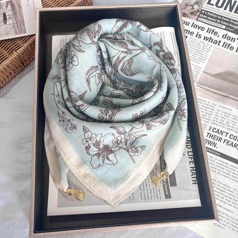 1PC Neck Scarf Versatile Painted Pattern Gift Silk Scarf High-End Magnetic Closure Elegant Accessories French Style Multi-Color