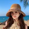 Lace Sun Hat Women's Summer UV Protection Fisherman Sunscreen Hollow Bow Ponytail Beach Eaves Breathable