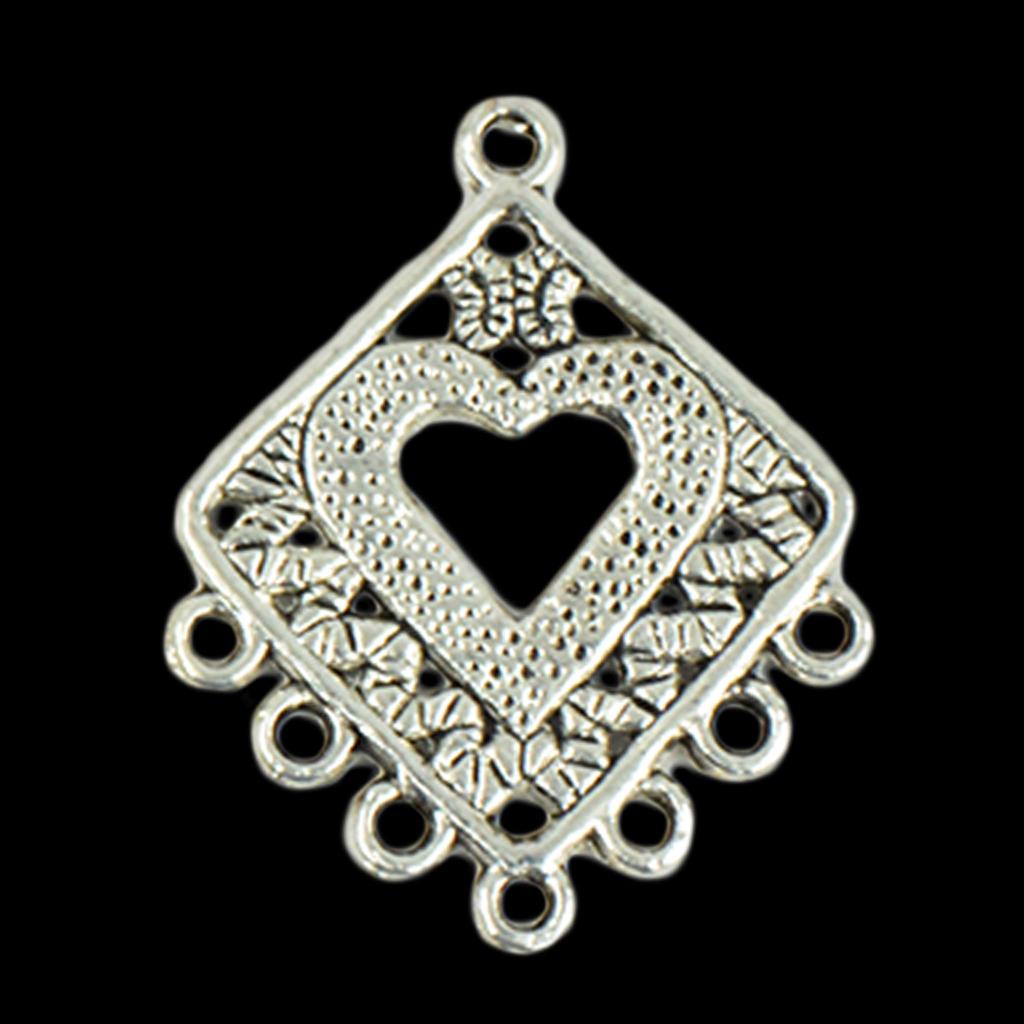 30 Pieces Heart Silver Charms Pendant Connectors DIY Crafts Jewelry Making
