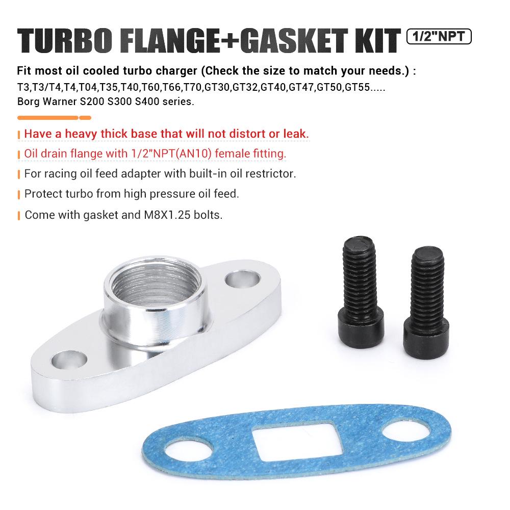High-Demand Turbocharger 1/2NPT Oil Line Flange Adapter for T3 Auto Parts