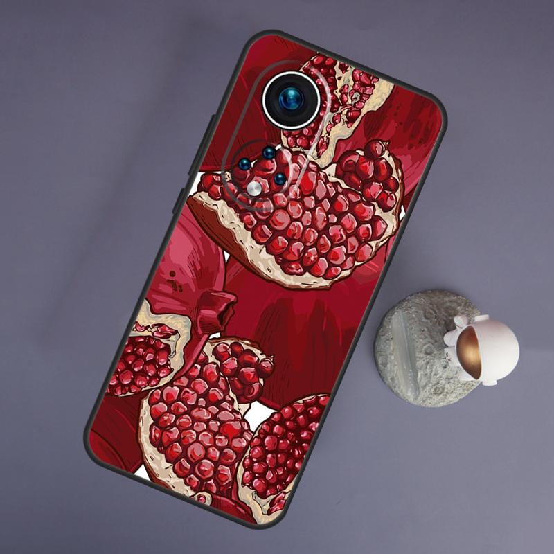 Food Fruit Red Pomegranate For Huawei Honor Magic 5 Lite 70 50 X8 X9 a P20 P30 P40 P50 P60 Pro P Smart Nova 9 5T Case