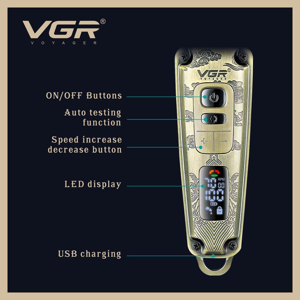 VGR V-901 Hair Trimmer Cordless Professional Barber Hair Cutting Machine Electric Hair Clipper Digital Display Trimmer Oil Head Clipper for Men