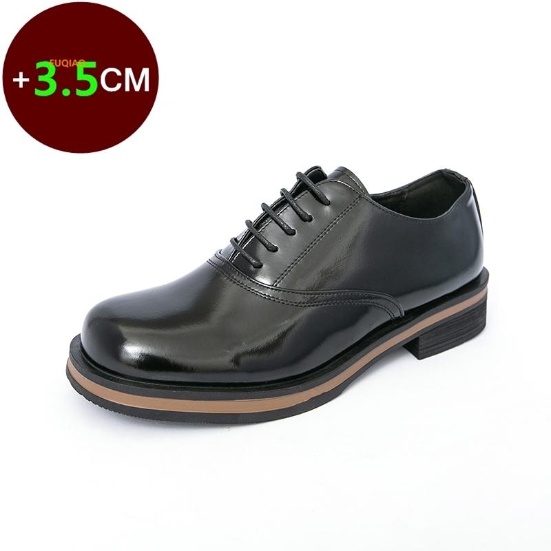Fashion Men Leather Shoes Thick-soled Brown Black 3.5CM Height Increase Formal Business Shoes Fashion Platform Lace-up Casual Shoes