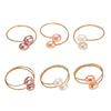 3PCS Baroque Pearls Rings Adjustable Open Rings Single/Double Loop Rings Jewelry