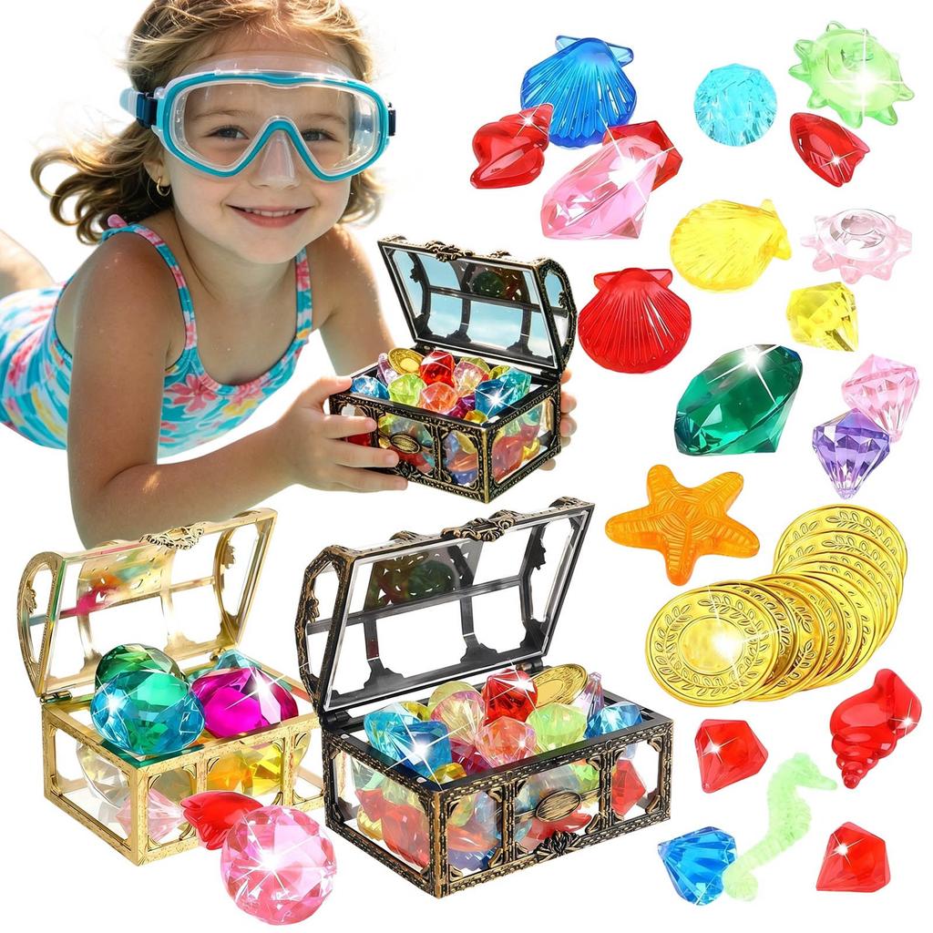 Summer-Appropriate Children's Pool And Diving Pool Toys, Diving Game Treasure Chest Toy Set.