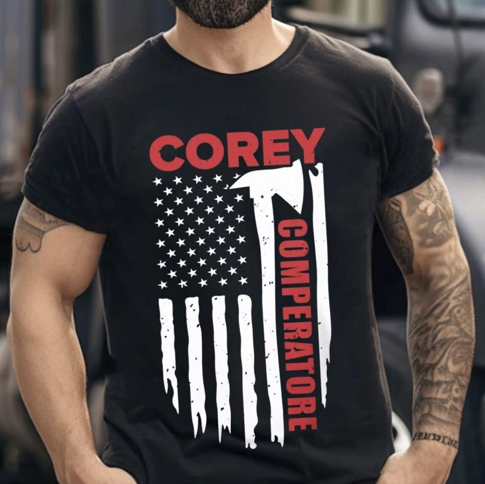 

Corey Comperatore RIP T-Shirt Firefighters For Trump Unisex Shirt USA Flag Black Unisex T-Shirt L