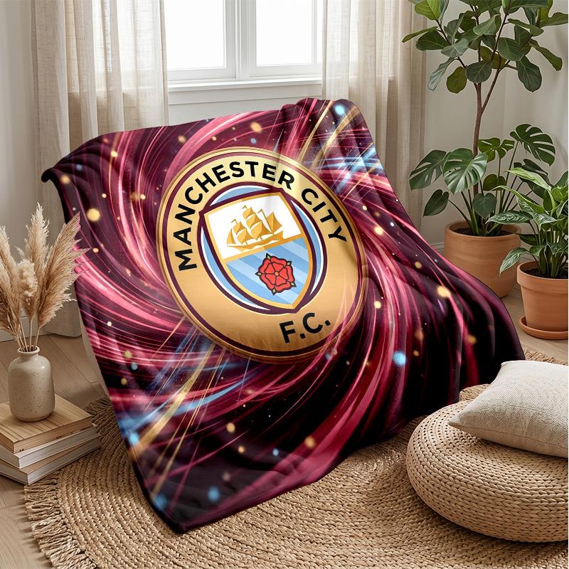 Couverture sur le thème de Manchester City Couverture douce en flanelle Couverture jetée pelucheuse Couverture douillette pour canapé et lit pour la décoration de la maison