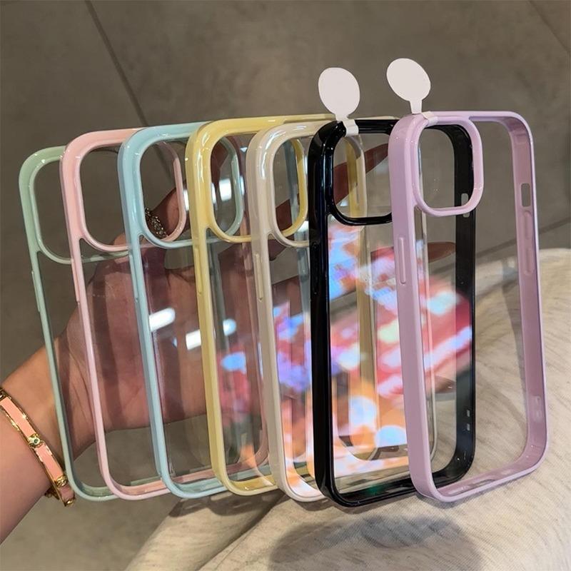 Luxury Candy Color Bumper Clear Phone Case for 17 16 15 14 13 12 11 Pro Max Plus Acrylic Hard Transparent Back Cover Capa