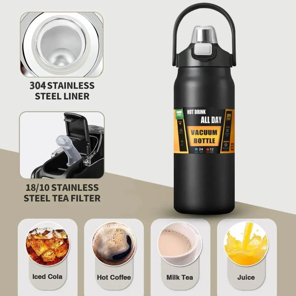 Handy Thermos with Straw Outdoor Sport 304 Steel Thermal Mug Tumbler Travel Outdoor Vacuum Flasks Water Bottle