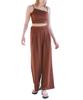 Seedless DBXM0451 Pants with Elastic Brown Women's Maxi-Length Wide-Leg Back,