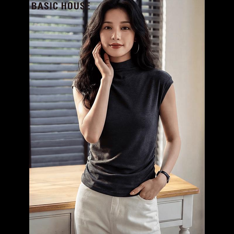 Basic House Women s Slim Fit Ice Silk T-Shirt One Size