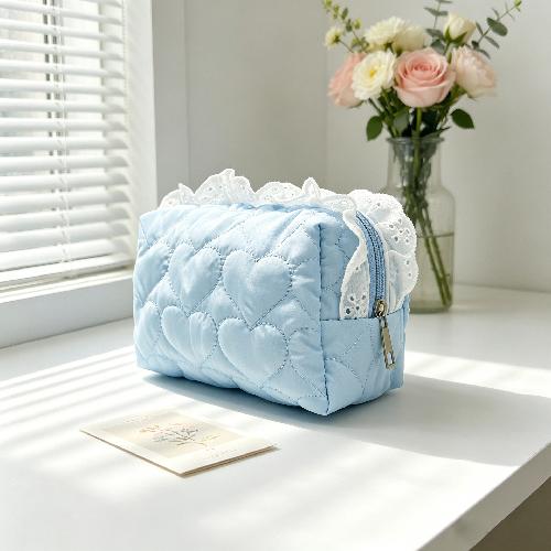 Ins Fresh Red Cherry Quilted Cosmetic Bag Fashion Small Large Toiletry Makeup Storage Bag Cute Lipstick Sanitary Napkin Case