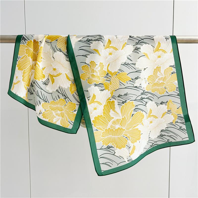 Double-side 100% Real Silk Scarf for Women Spring and Summer Mulberry Silk Ribbon Scarf All-match Small Long Neckerchief Shawl