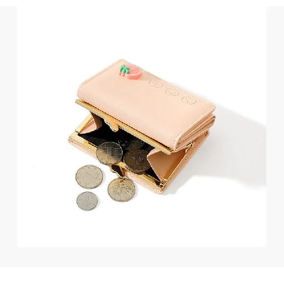 Süße kleine Leder-Taschengeldbörse für Damen Fruchtmuster Bifold Münzbörse Damen Mini Kurze Geldbörse Geldkartenhalter Clutch Bags