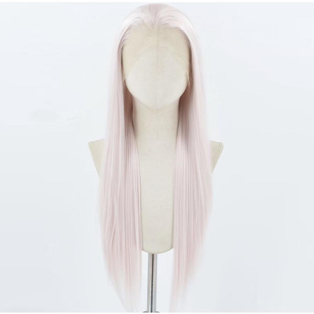 Light Pink Lace Front Wig for Women Long Silky Straight & Body Wave Synthetic Hair Heat Resistant Natural Hairline Daily Cosplay