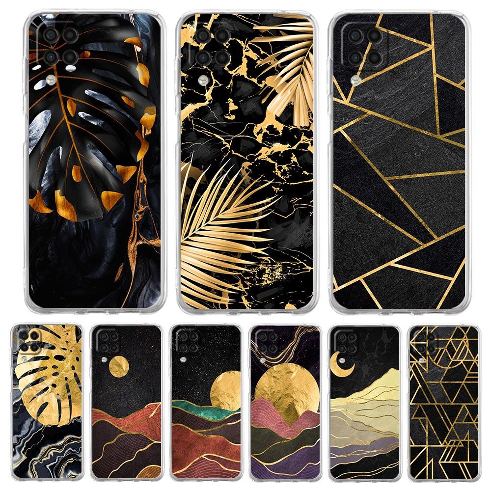 Black Gold marble tropic Phone Case For Samsung Galaxy A51 A71 A21S A12 A11 A31 A41 A03S A13 A33 A73 A53 A52 A32 5G A23 Cover