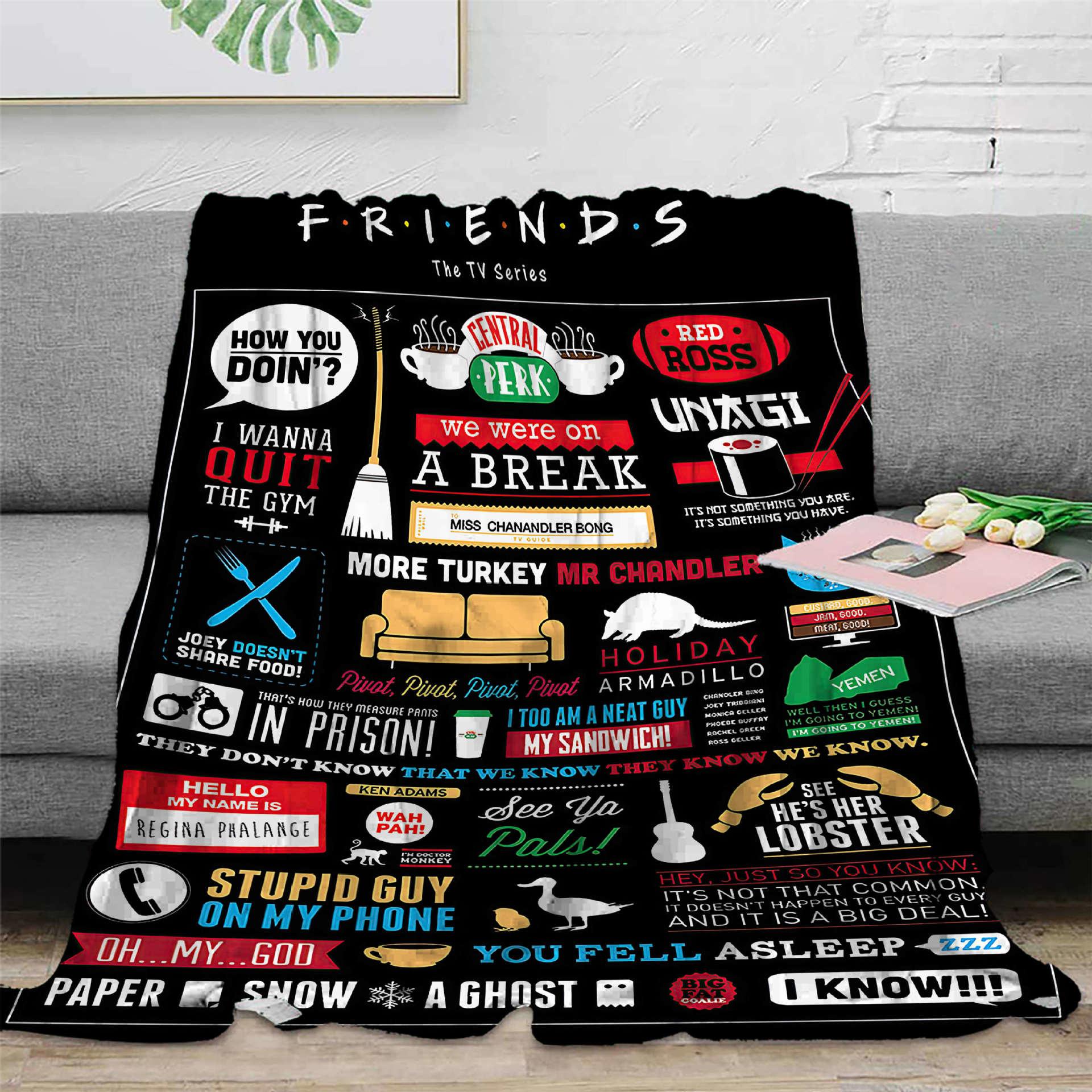 

Friends TV Show Flannel Blanket For Kids Adult Girls Gift Picnic Travel Bed Throw Blanket Applicable All Season Black Blankets 30x40in